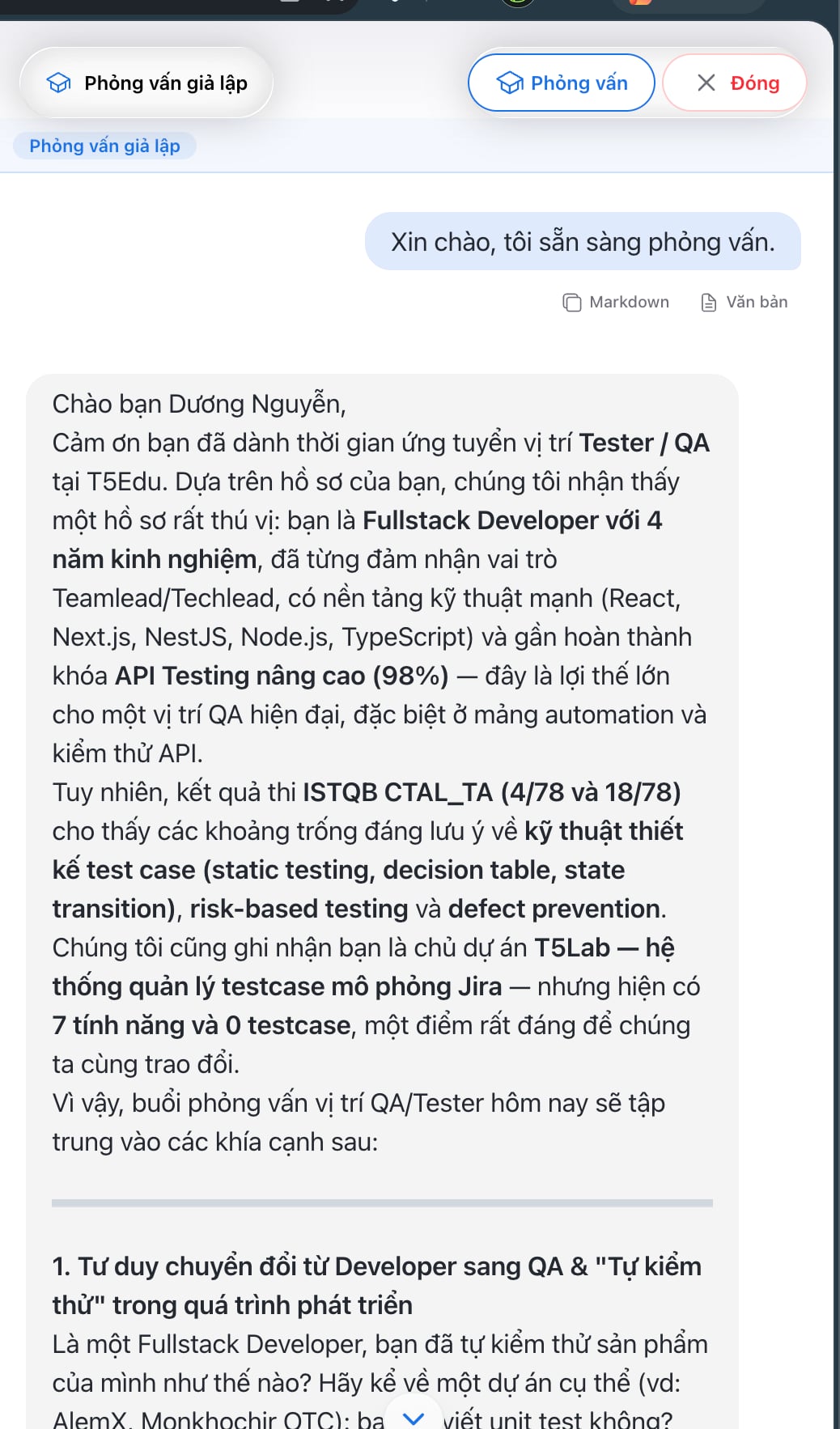 Cải thiện độ chính xác của Interview