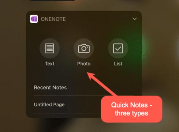 Widget để thêm note nhanh