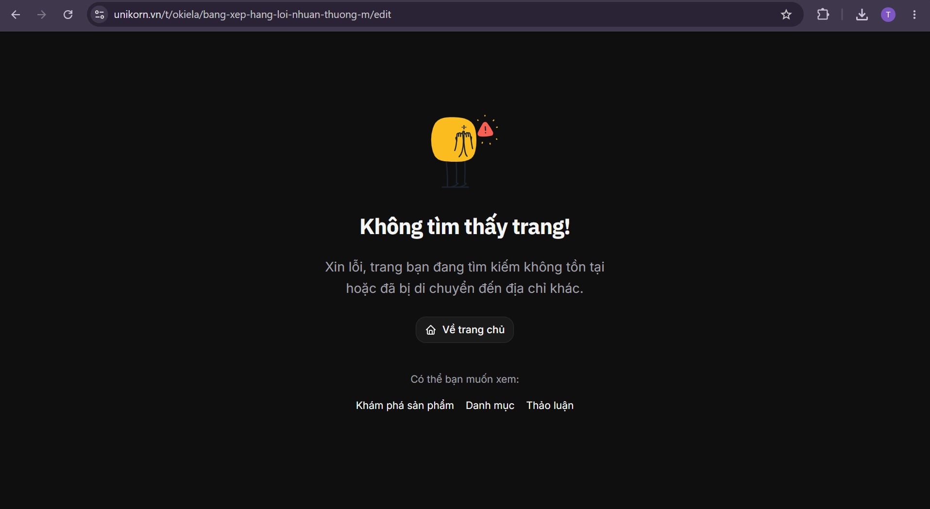 Click chỉnh sửa bài "Talk" bị lỗi bị crash không dẫn đến đích cuối.