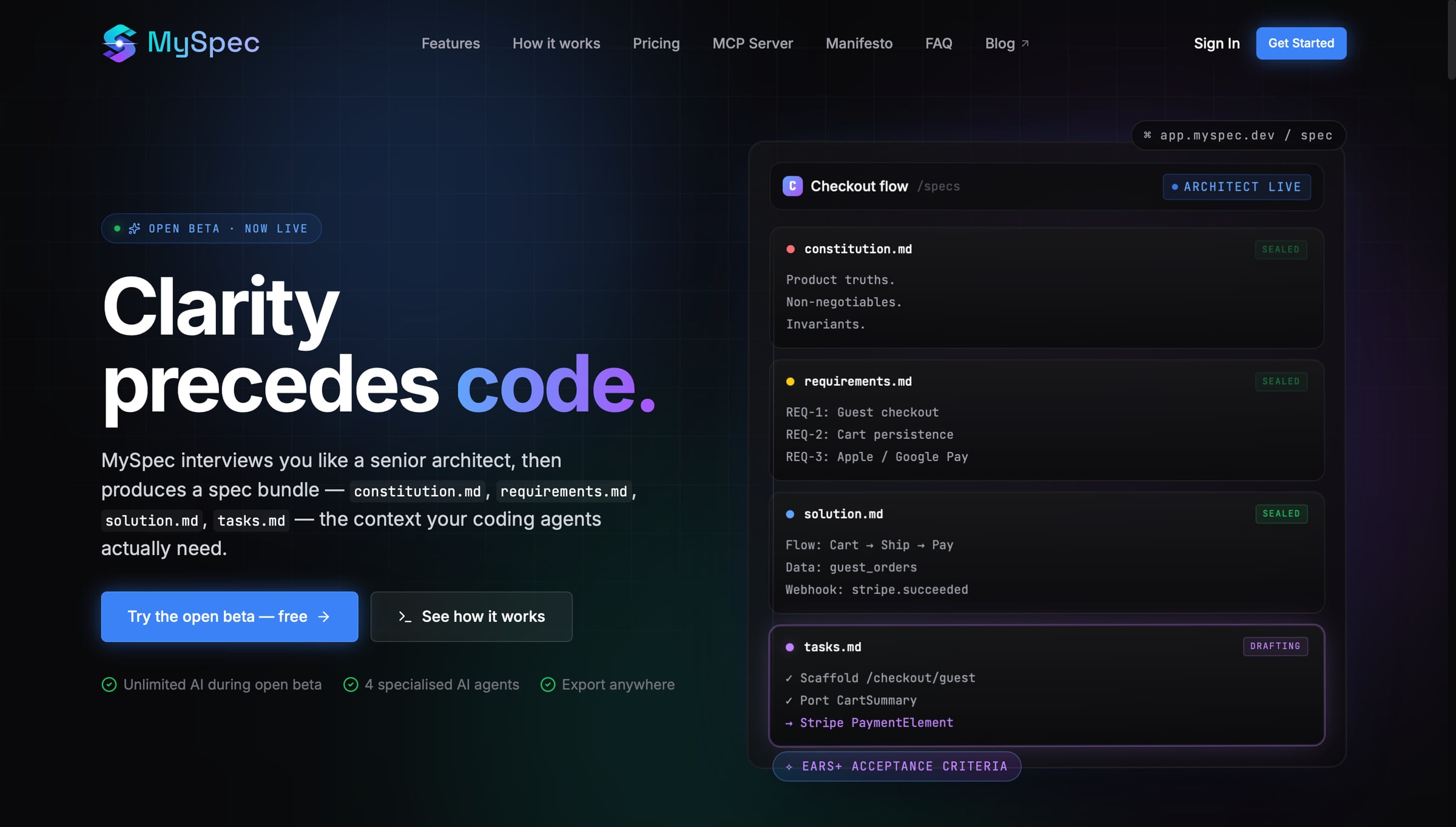MySpec: Build app mà không bắt đầu từ một prompt mơ hồ