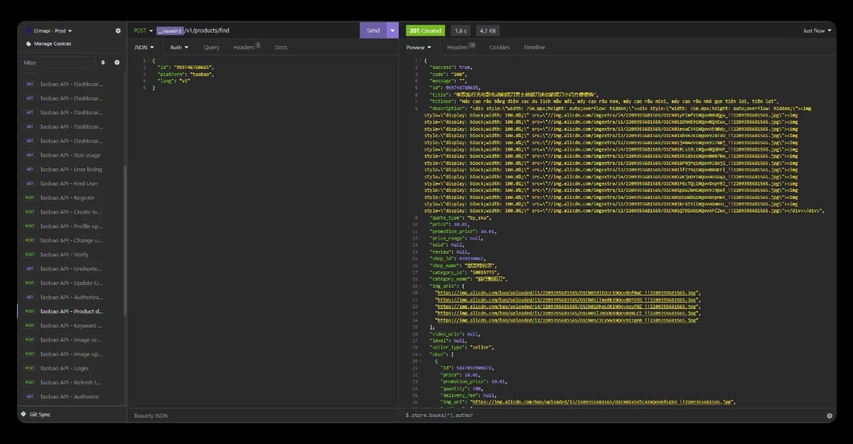 API Taobao, 1688, Pinduoduo Chính Chủ screenshot