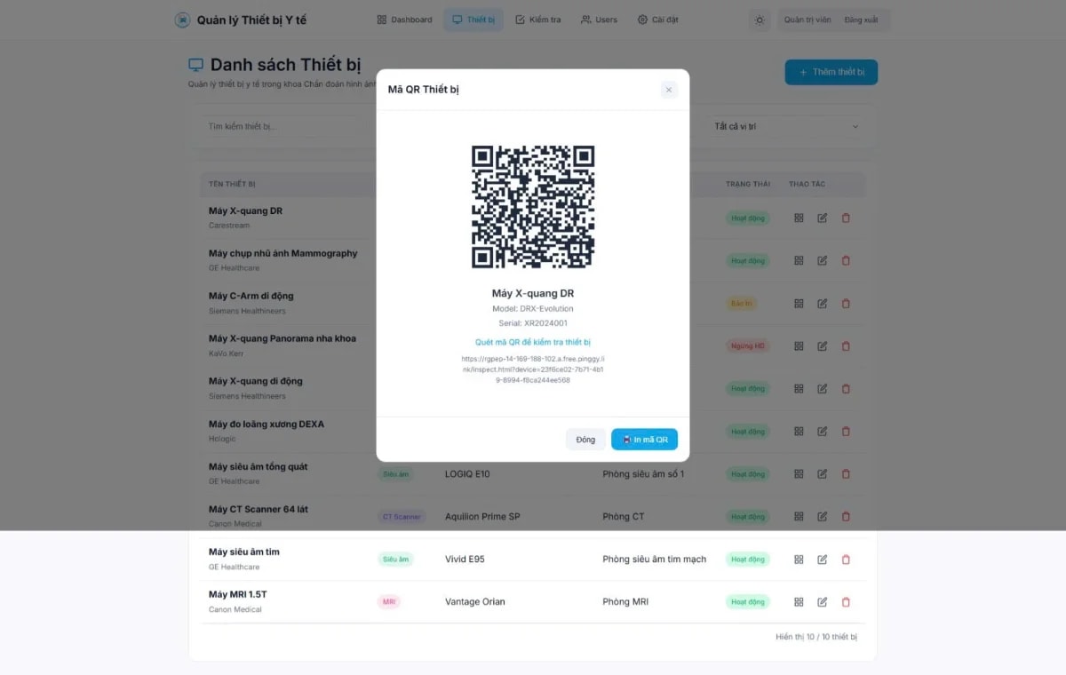 Phần mềm quản lý thiết bị y tế miễn phí screenshot