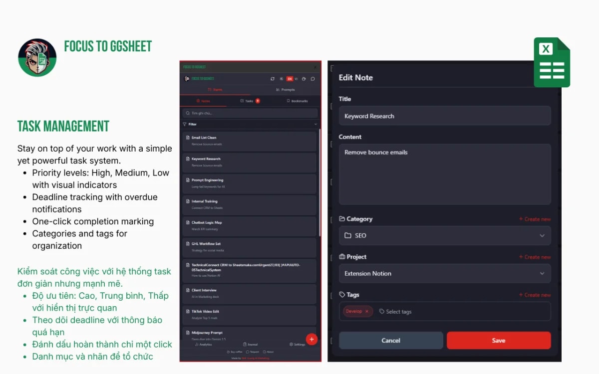 Focus to GGSheet screenshot