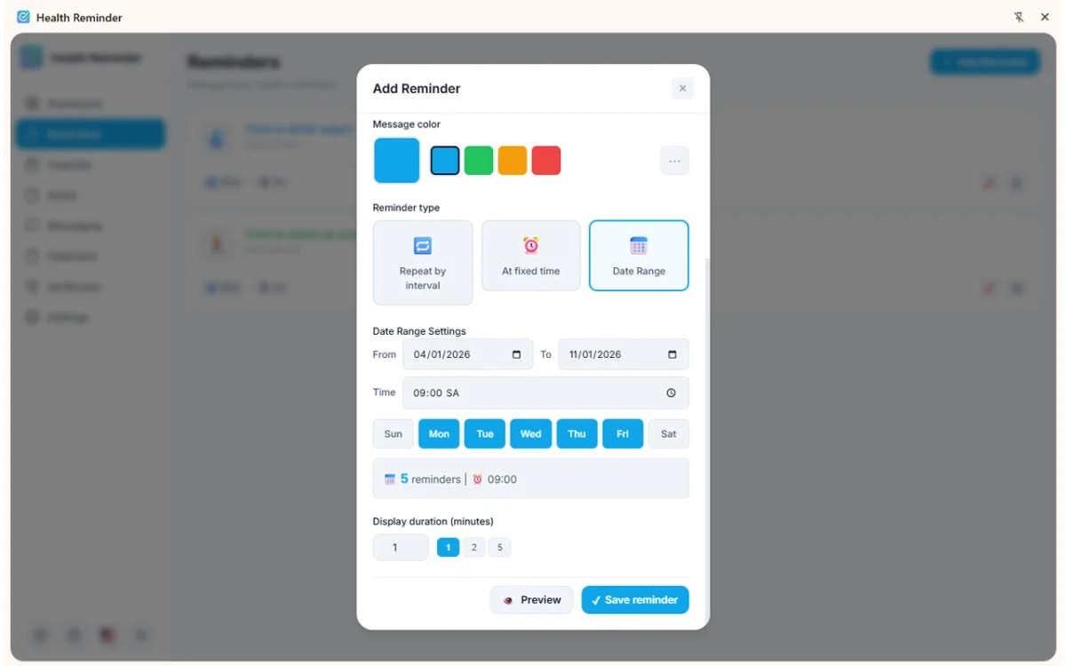 Health Reminder screenshot