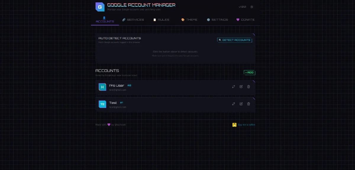 Google Account Manager screenshot