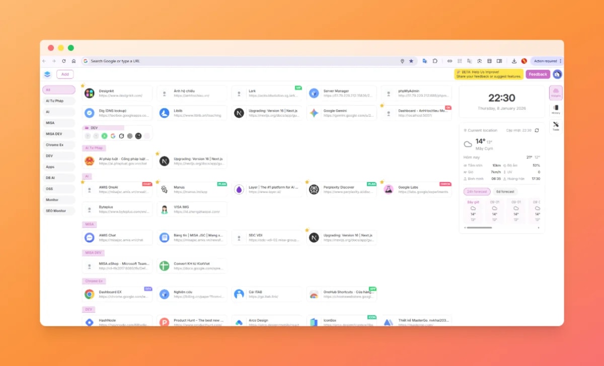 OneHub Shortcuts screenshot
