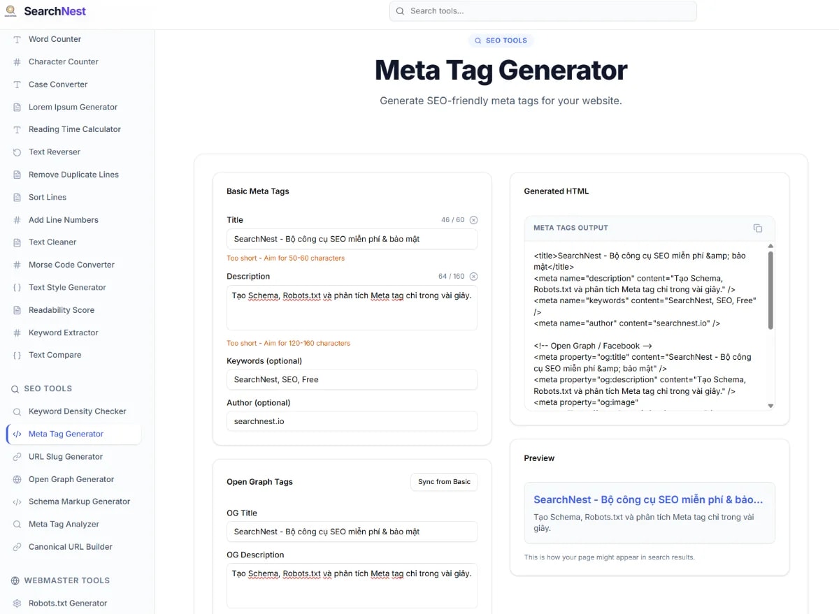SearchNest screenshot