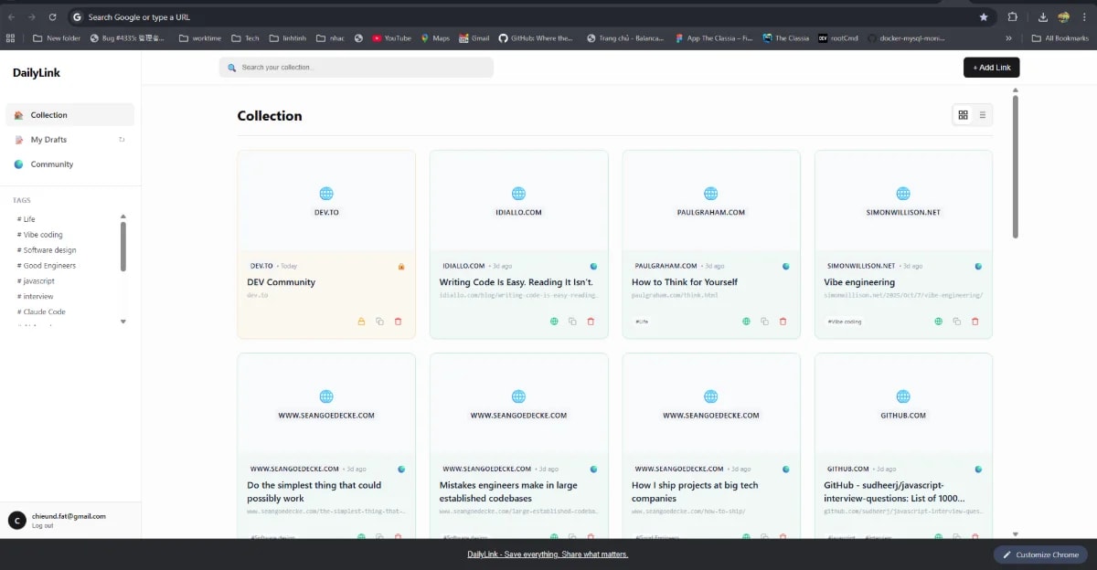 Extension Bookmark DailyLink screenshot