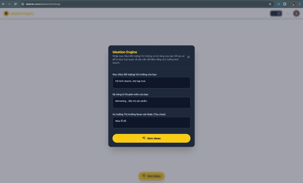 Business Idea Mindmap Generator screenshot
