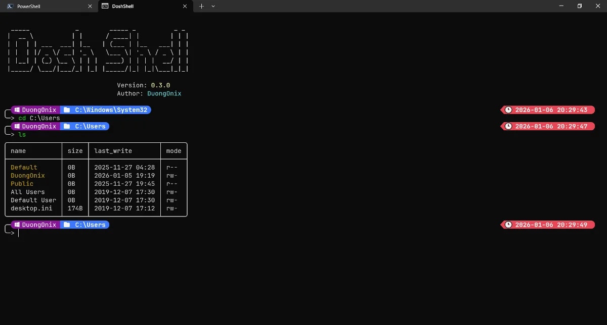 DoshShell screenshot