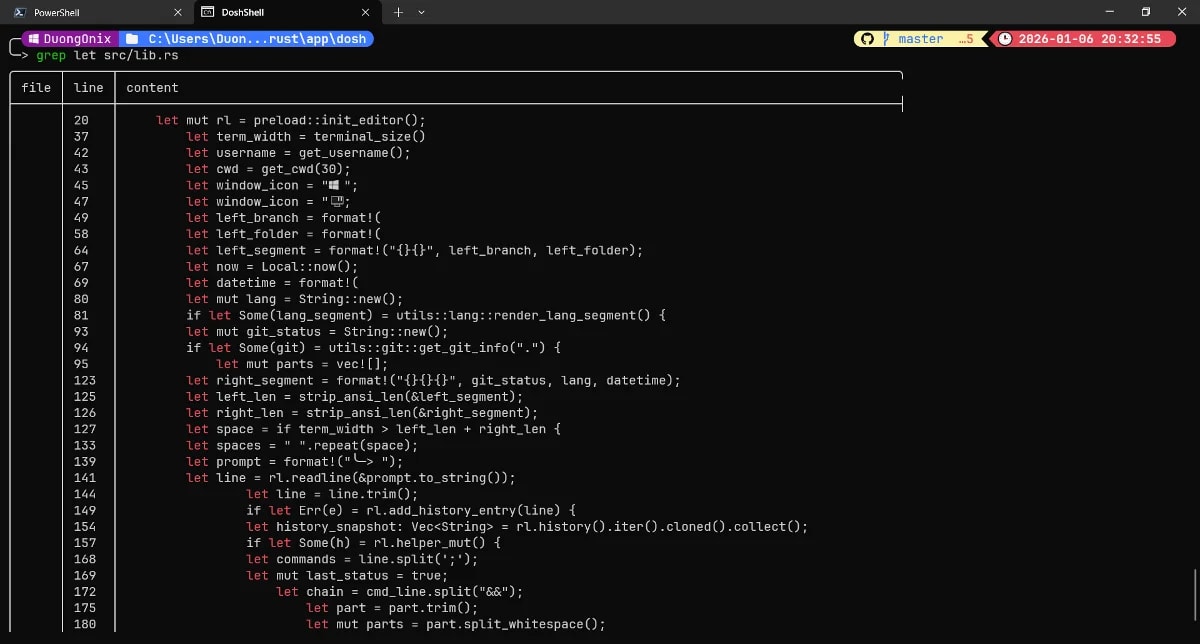 DoshShell screenshot