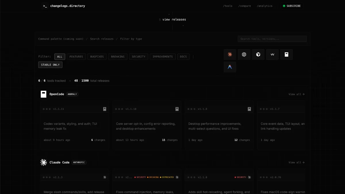 changelogs.directory screenshot