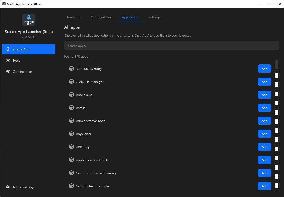 Window Starter Application screenshot