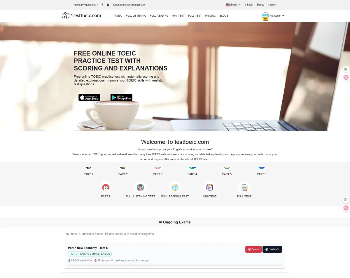 TestToeic.com screenshot