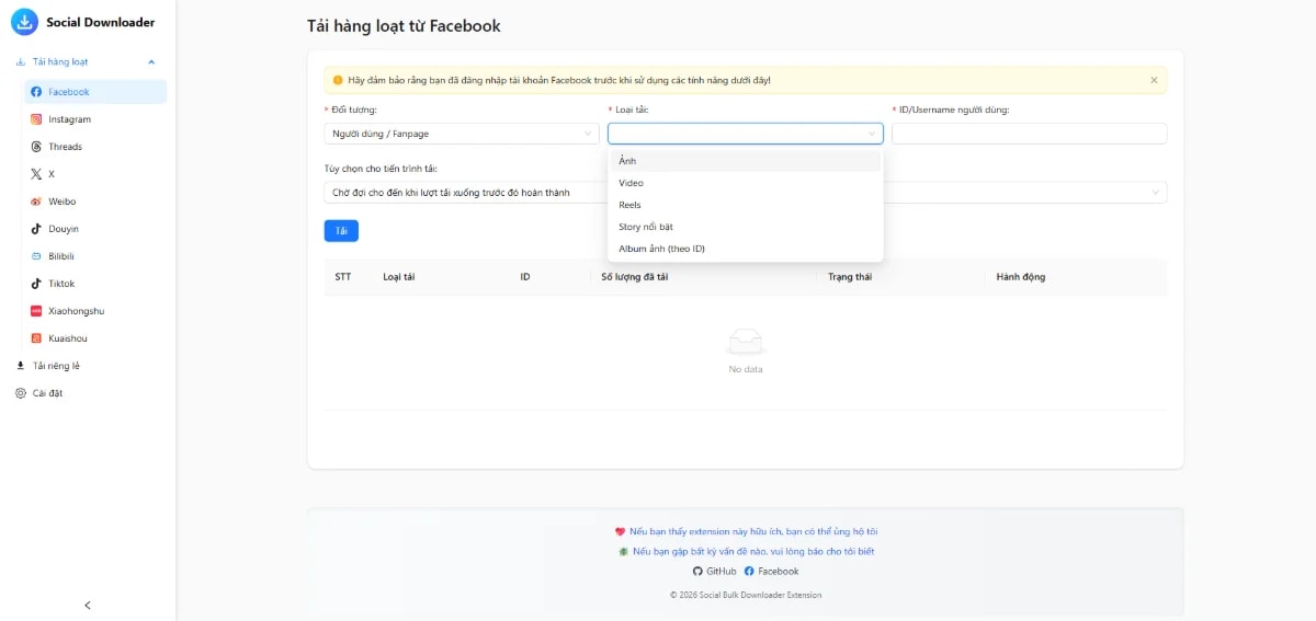 Social Bulk Downloader screenshot