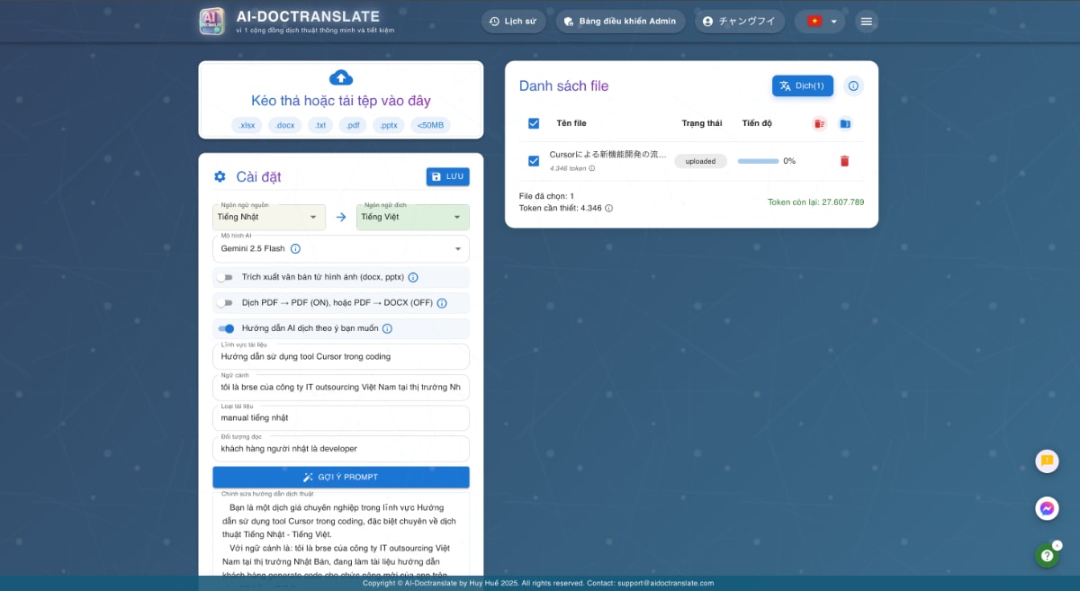 AI-DocTranslate - AI dịch thuật tài liệu screenshot