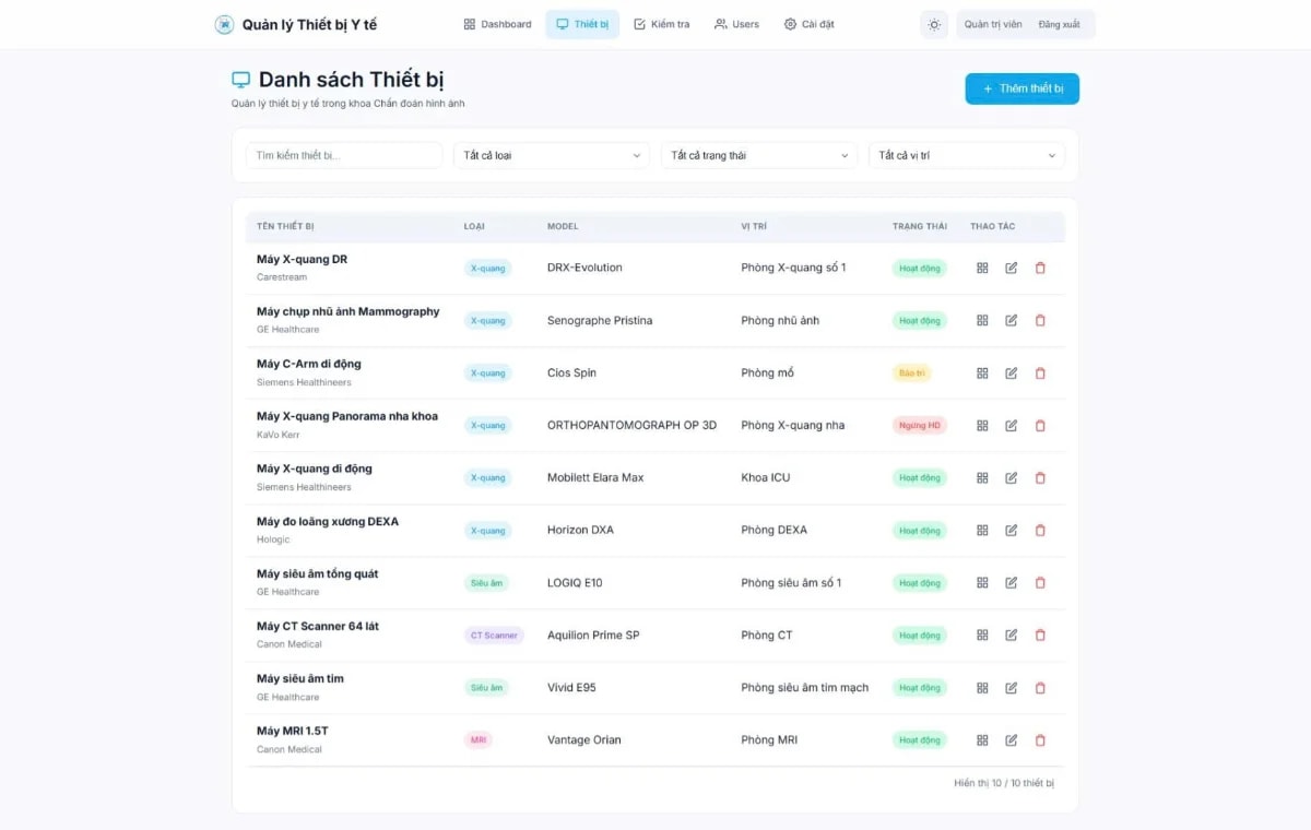 Phần mềm quản lý thiết bị y tế miễn phí screenshot