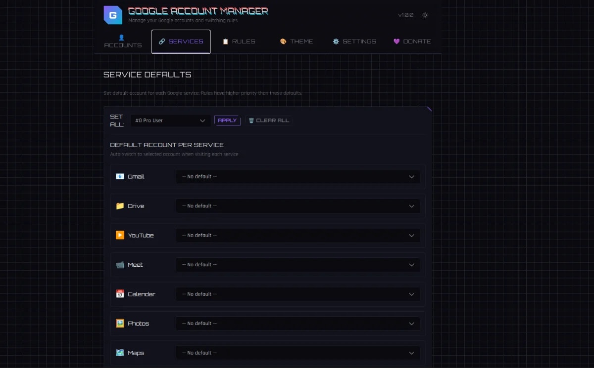 Google Account Manager screenshot