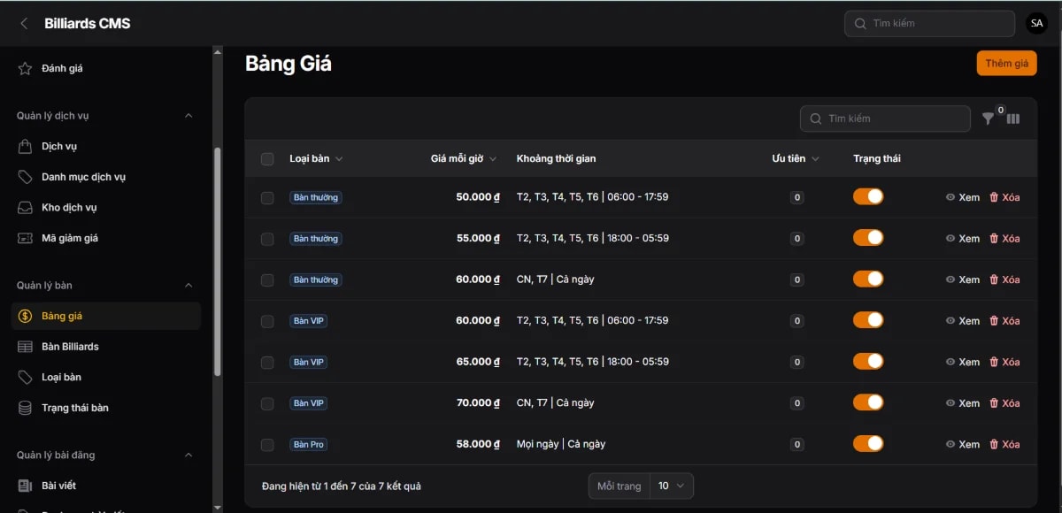 Billiards CMS screenshot