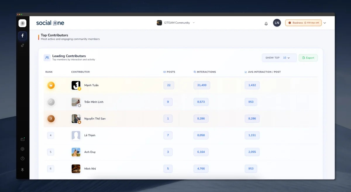 SocialOne screenshot