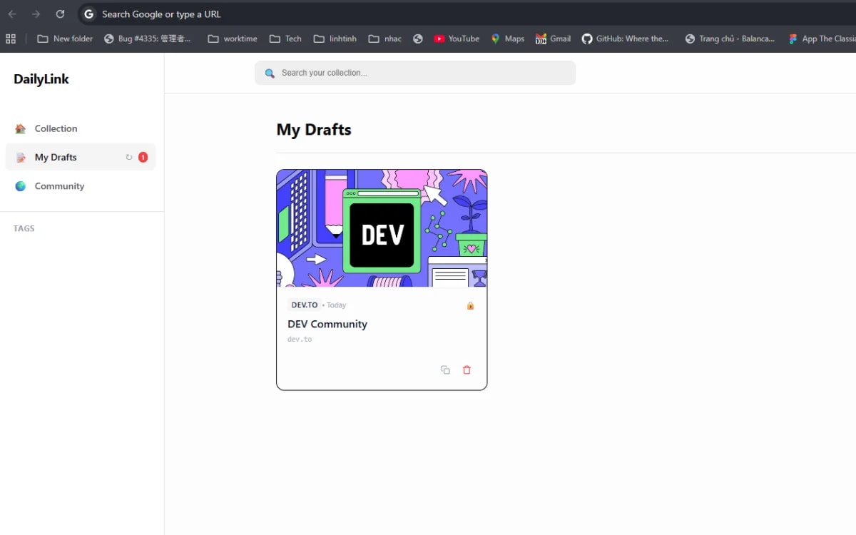 Extension Bookmark DailyLink screenshot