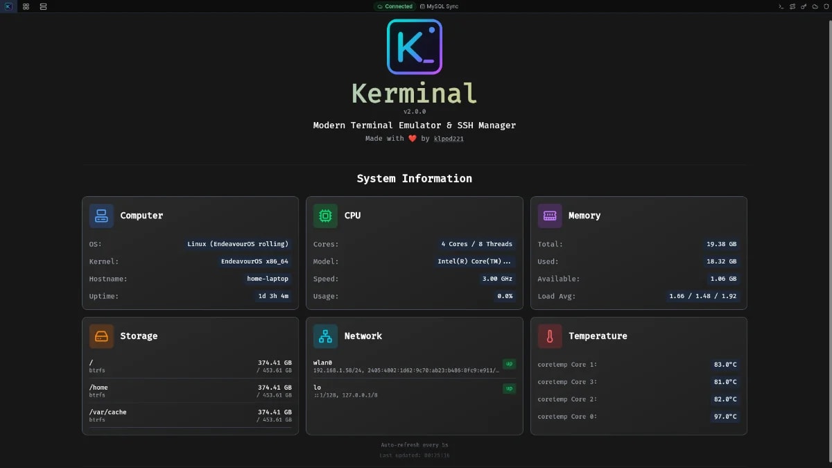 Kerminal screenshot