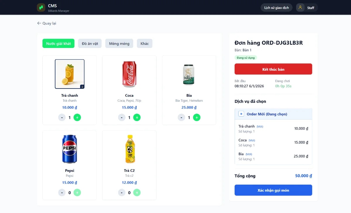 Billiards CMS screenshot