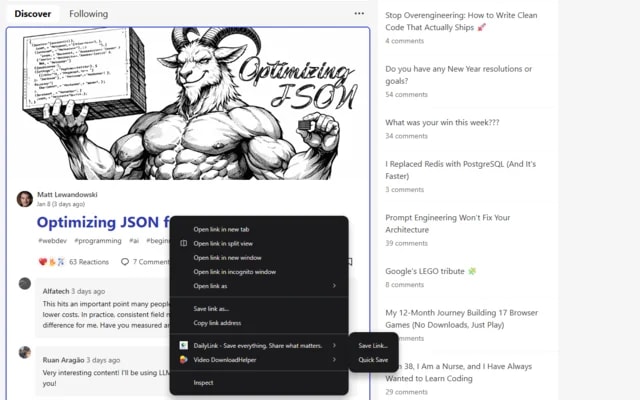 Extension Bookmark DailyLink screenshot