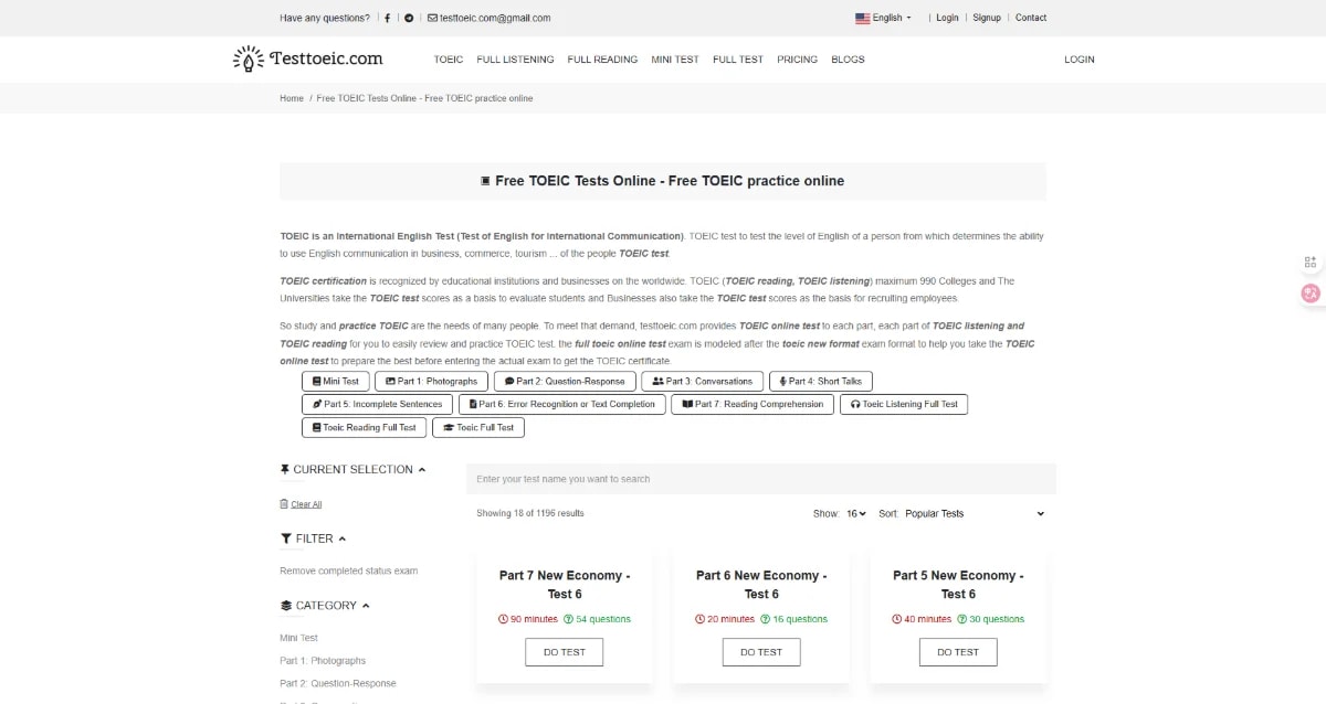TestToeic.com screenshot