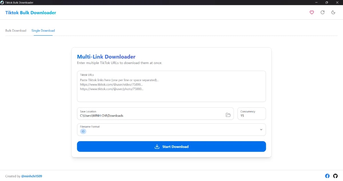 Tiktok Bulk Downloader screenshot