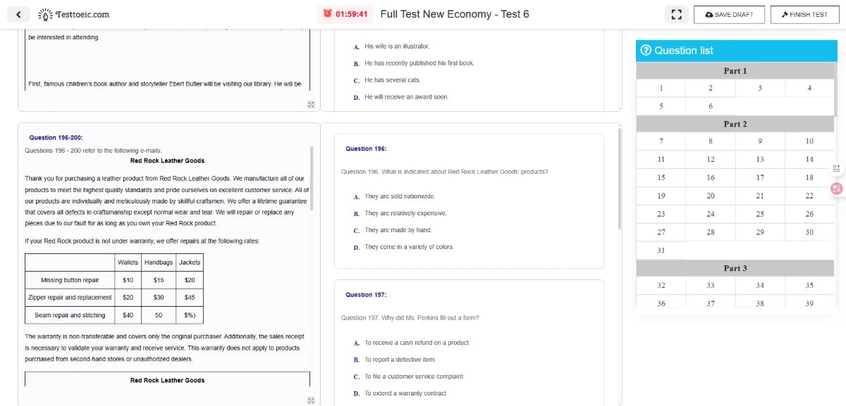TestToeic.com screenshot