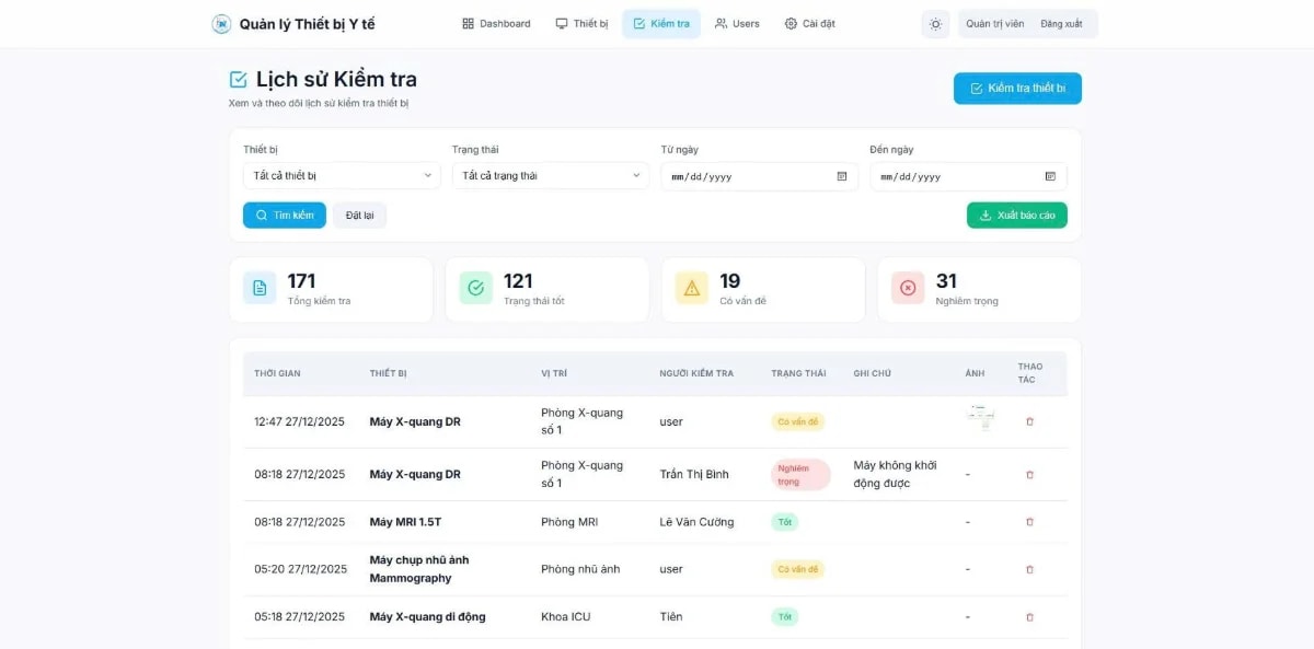 Phần mềm quản lý thiết bị y tế miễn phí screenshot