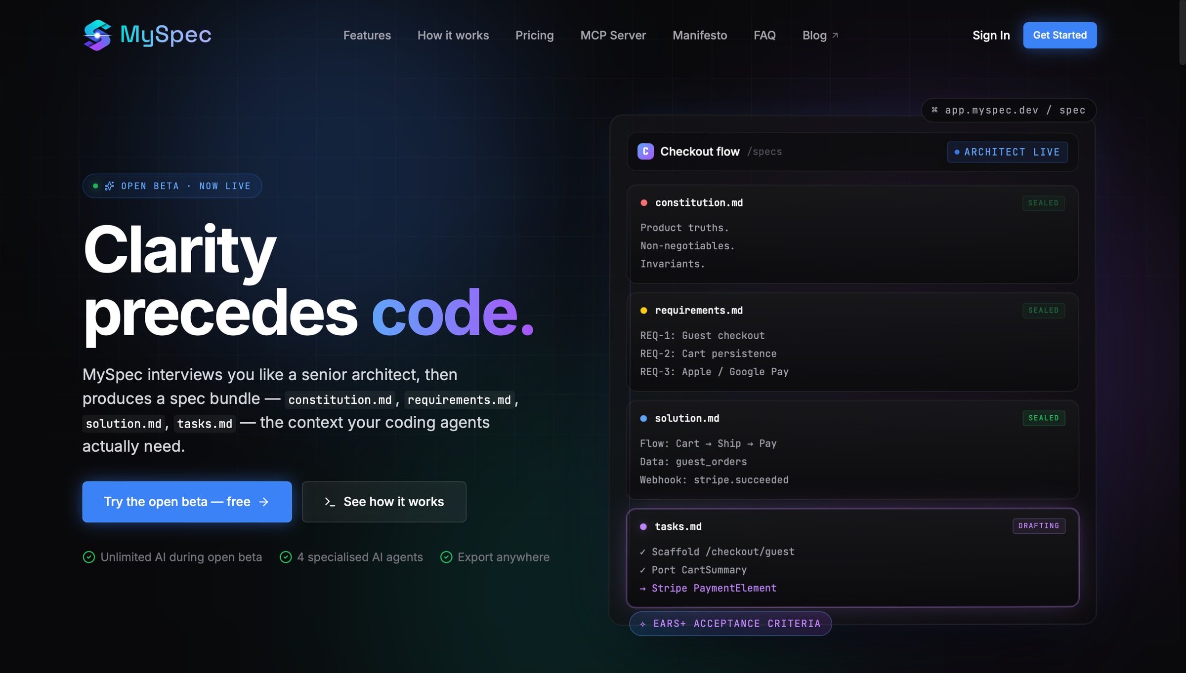 MySpec: Build app mà không bắt đầu từ một prompt mơ hồ