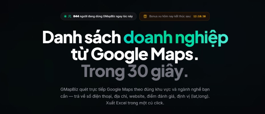 GMapBiz.io.vn - live profiles trên Gmaps theo khu vực và ngành nghề's banner